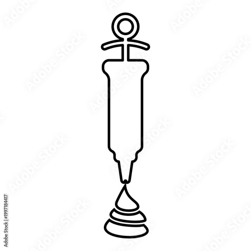 Confectionery syringe icing pastry cream swirl custard whipped contour outline line icon black color vector illustration image thin flat style