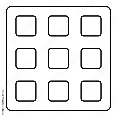 Belgian waffle Dessert template shape square contour outline line icon black color vector illustration image thin flat style