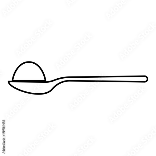 Spoon with sugar salt pile contour outline line icon black color vector illustration image thin flat style