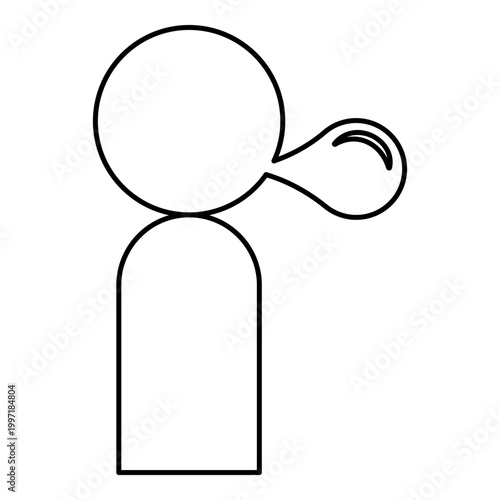 Man blowing bubble gum contour outline line icon black color vector illustration image thin flat style