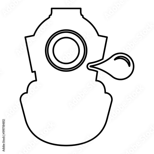 Diver in retro suit blowing bubble gum old vintage concept contour outline line icon black color vector illustration image thin flat style