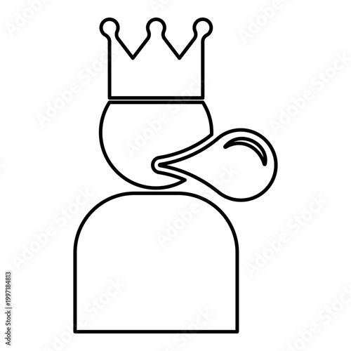 King blowing bubble gum contour outline line icon black color vector illustration image thin flat style