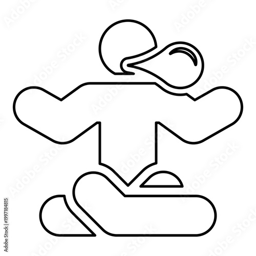 Person in a yoga pose blowing bubble gum contour outline line icon black color vector illustration image thin flat style