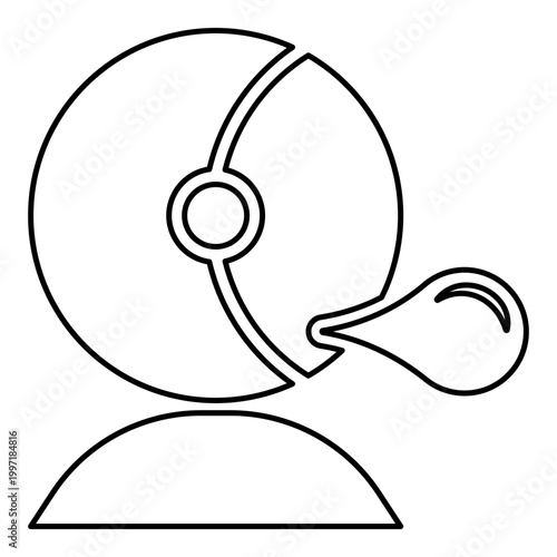 Astronaut blowing bubble gum contour outline line icon black color vector illustration image thin flat style