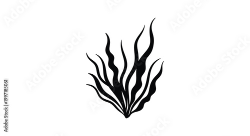 Abstract black foliage design with flowing lines creates a striking silhouette