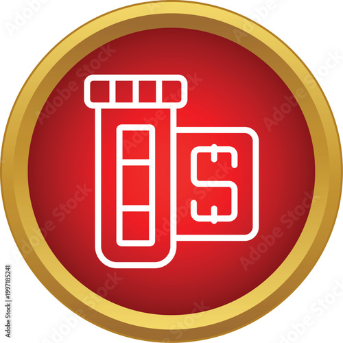 Medicine bottle and dollar sign illustrating the high cost of healthcare and pharmaceutical expenses