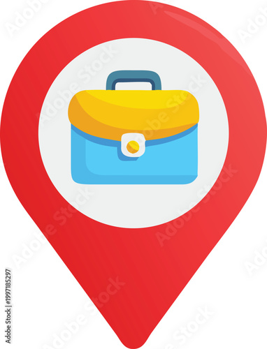 location pin with briefcase icon isolated on white background