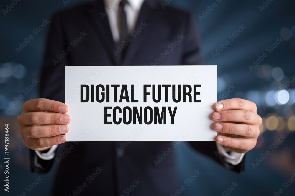 Obraz premium Presenting the concept of a digital future economy