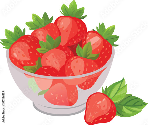 strawberries in a bowl illustration high quality professional