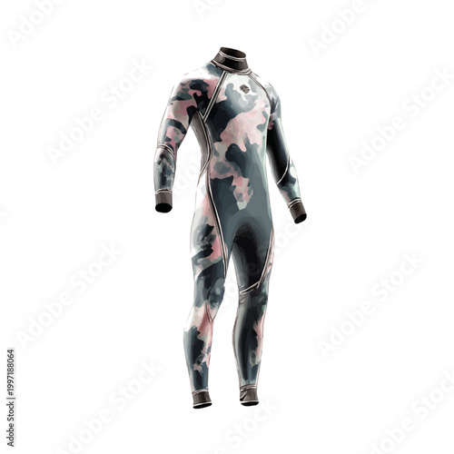 Wetsuit watercolor vector illustration, high-quality artwork isolated on a pure white background.