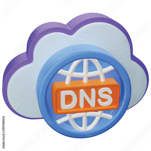 Cloud DNS 3d rendering icon