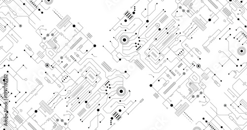 Minimalist Black and White PCB Line Art