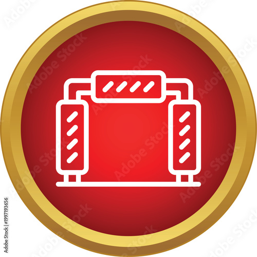 Security arch detector recognizing metal in a simplified line icon style