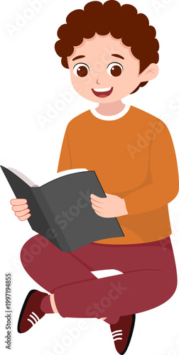 Little Child Reading Book Learning Activity