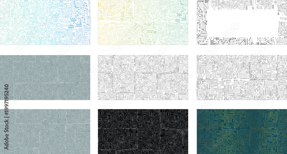 Fototapeta premium Computer Chip Pathways Abstract Illustration Bundle.