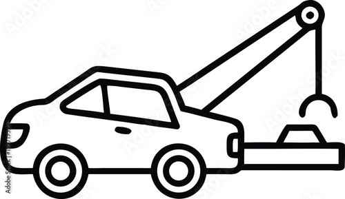 tow truck line drawing on white background