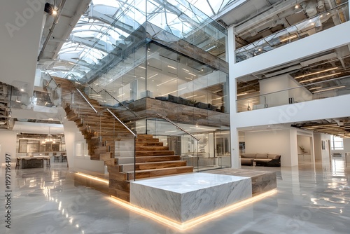 corporate headquarters interior modern design glass and steel aesthetic