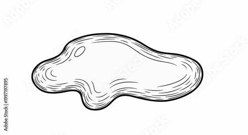 Abstract blob-like shape with thick outline and internal linear texture