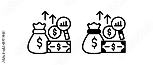 Income Analysis Icon Collection line & Mixed Style icon 