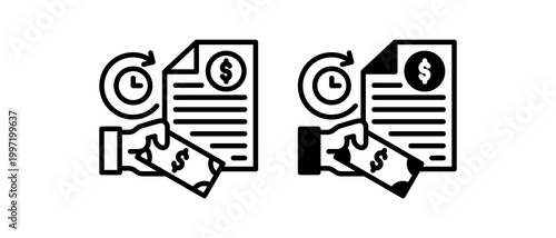 Payment Record Icon Collection line & Mixed Style icon 