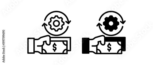 Wage System Icon Collection line & Mixed Style icon 