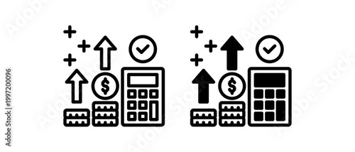 Profit Calculation Icon Collection line & Mixed Style icon 