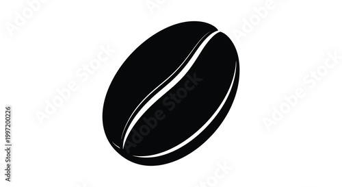A single coffee bean is dramatically presented as a stark black silhouette