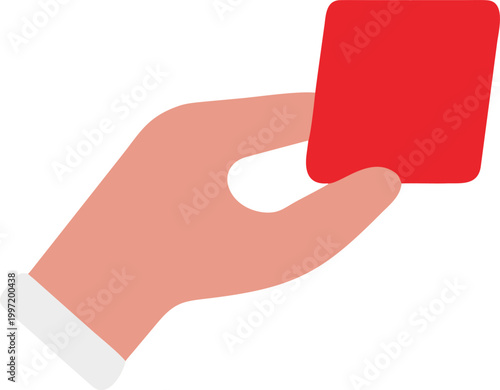 hand holding red card in flat design style