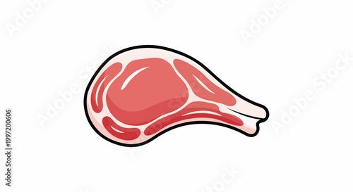 A stylized depiction of a raw, juicy steak with a prominent bone