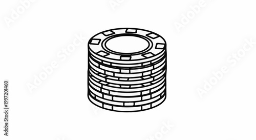 A stack of game tokens, depicted in black and white outline style