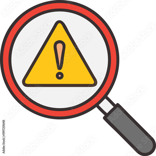 magnifying glass focusing on warning sign high quality