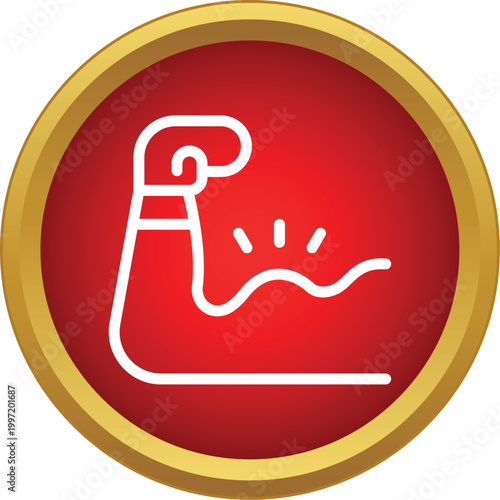 Biceps muscle flexing, symbolizing strength, health, and fitness on a red background