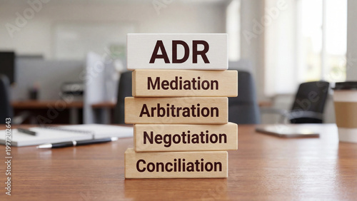 Alternative dispute resolution framework covering mediation arbitration negotiation and conciliation methods for out of court legal conflict settlement in professional and commercial practice