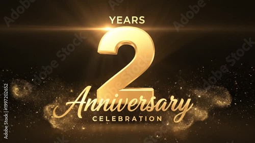 2 Years Anniversary Text Animation with Alpha Channel – Dark Background 4K