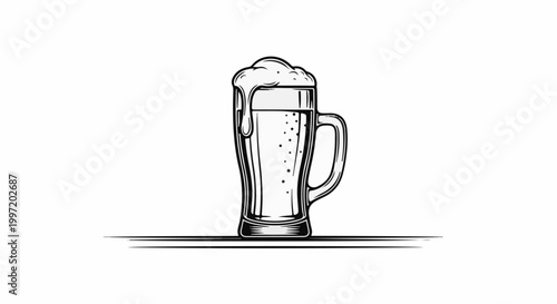 A tall glass mug of beer with overflowing frothy head