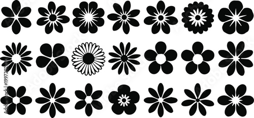 flower icon assortment stylized petal silhouette designs