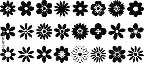 flower geometric motif grid floral emblem vector set