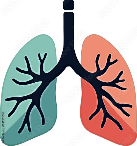 Modern icon medical healthcare and medicine - stylized representation of human lungs, depicting respiratory system health and pulmonary function