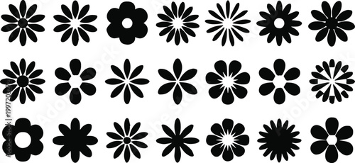 flower silhouette geometric floral icons grid