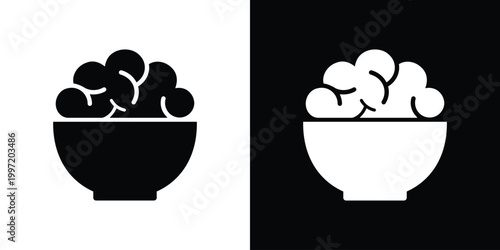 A simple icon featuring a human brain placed inside a bowl. A conceptual illustration representing "brain food," mental nourishment, mindful eating, cognitive health, and psychological well-being.