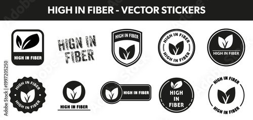 High in Fiber food information stickers collection.