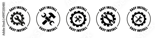 Easy installation vector signs isolated on white. Labels for app or equipment.