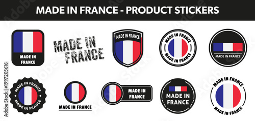 Made in France - vector stickers for product origin information.