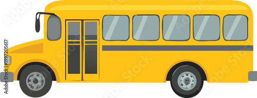 yellow school bus in flat vector style