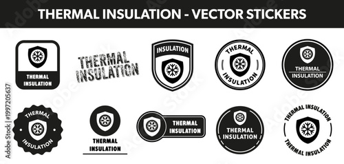 Thermal insulation - vector stickers for temperature protecting clothes or containers.