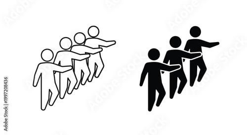 people collaboration icons in black and white