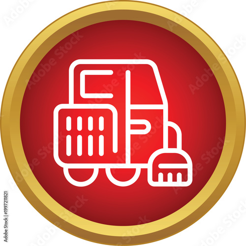 Street sweeper collecting debris on an urban road for cleaner streets