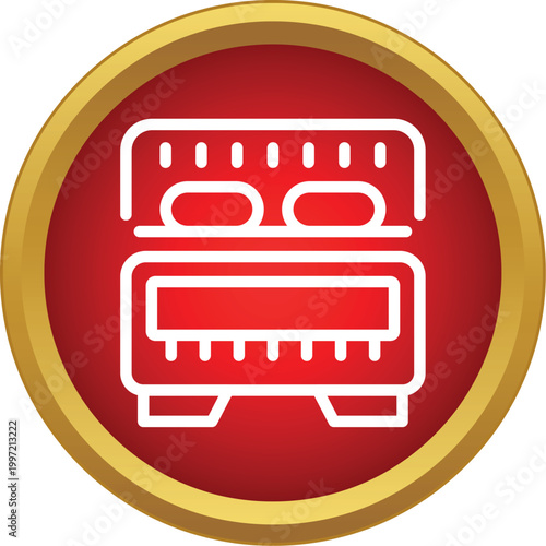 Bed icon showing comfort and rest for travel or lodging services