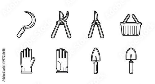 Collection of Garden Tools and Accessories Icons.