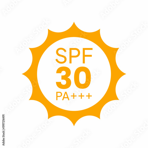 Yellow sun icon with SPF 30 and PA text on a white background